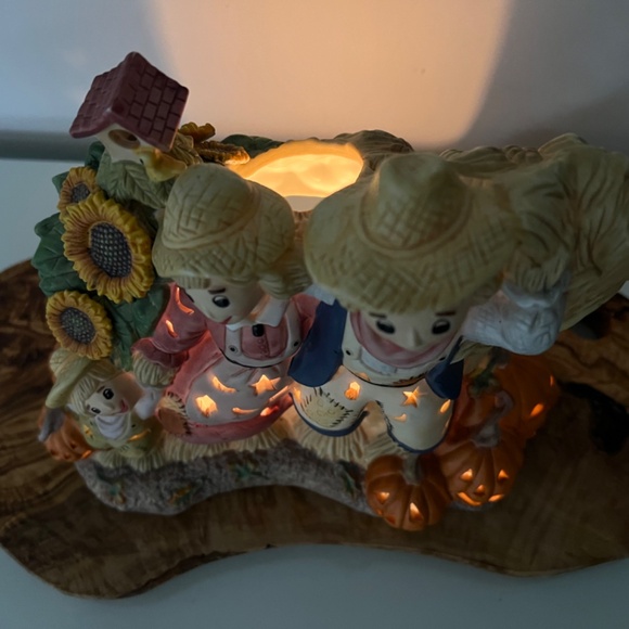 Scarecrow Family PartyLite Vintage Candle Holder Pumpkins Halloween Fall -EUC - Picture 14 of 16